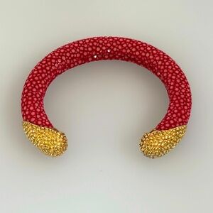 Limited Edition Luxe Red Stingray & Gold Cuff Bracelet – Statement Piece!​
